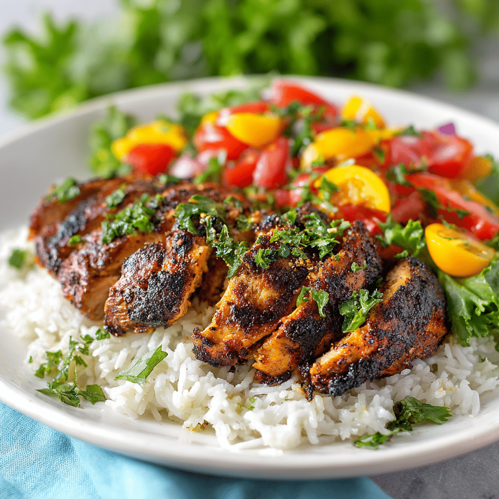 Simple Healthy Chicken & Rice Meal with Tomato Salad