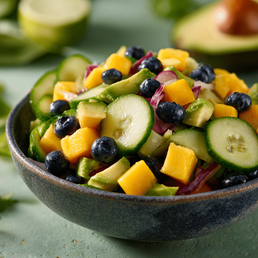 Mango Cucumber Salad with Blueberries and Avocado