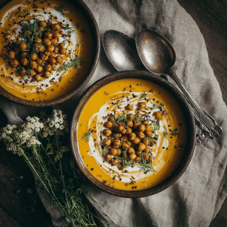 Roasted Carrot Soup With Za’atar Chickpeas