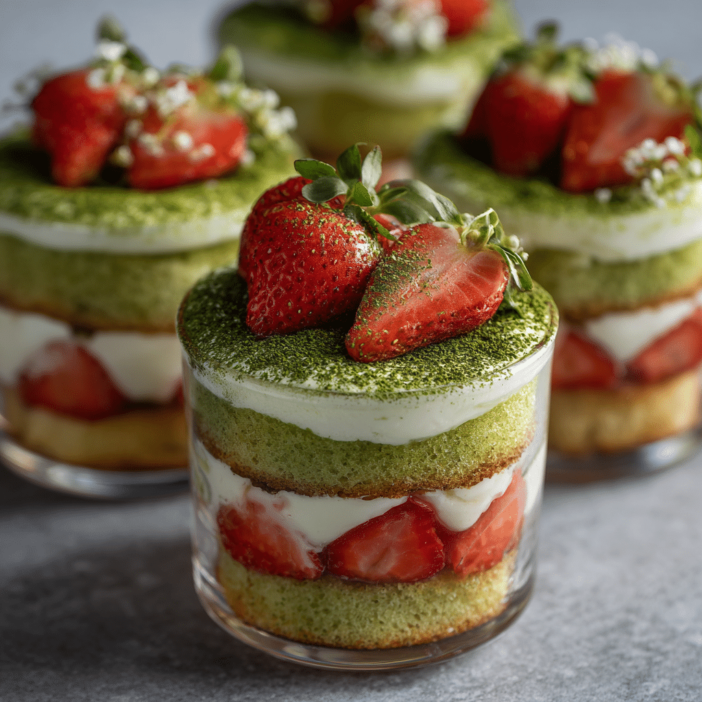 Strawberry Matcha Tiramisu Cups