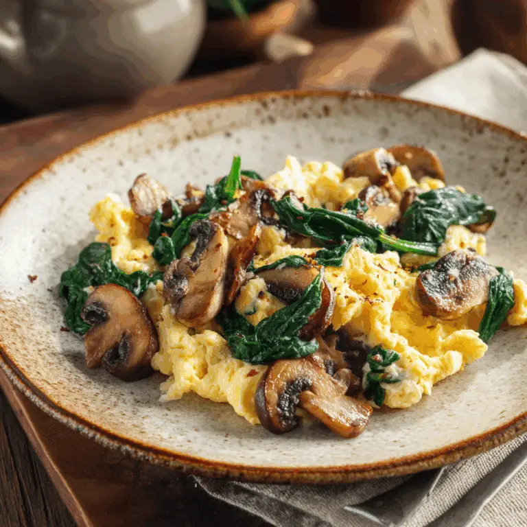 Scrambled Egg Whites with Spinach and Mushrooms