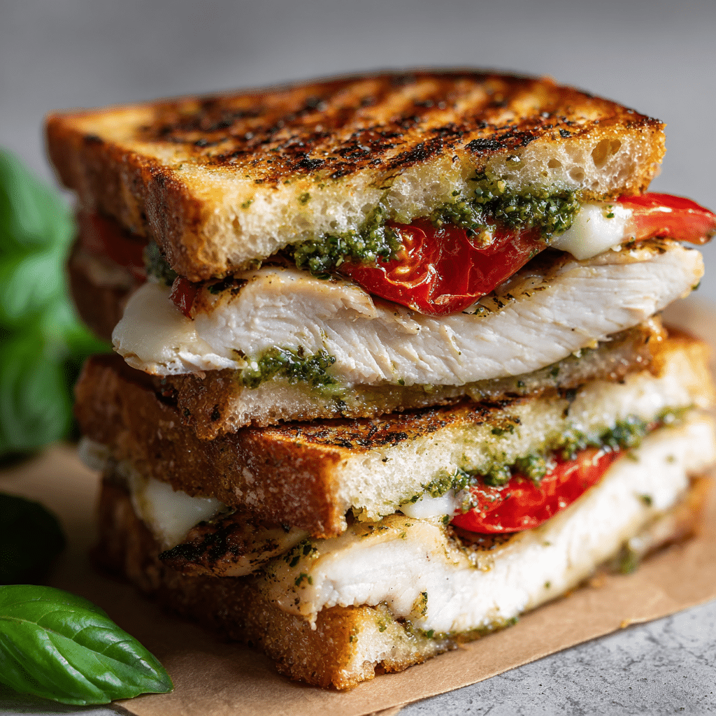 Caprese Chicken Sandwich with Basil Pesto Mayo