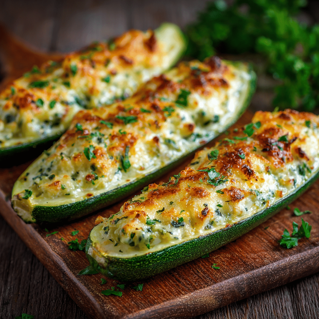 Stuffed Zucchini Boats with Cheese