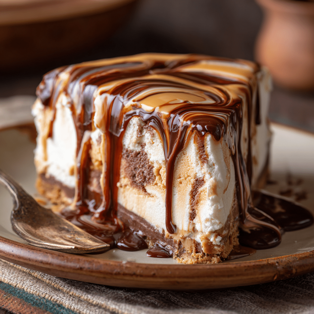 Peanut Butter Chocolate Swirl Ice Cream Cake