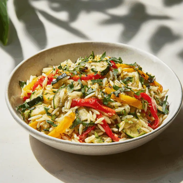 Lemon Orzo with Roasted Veggies