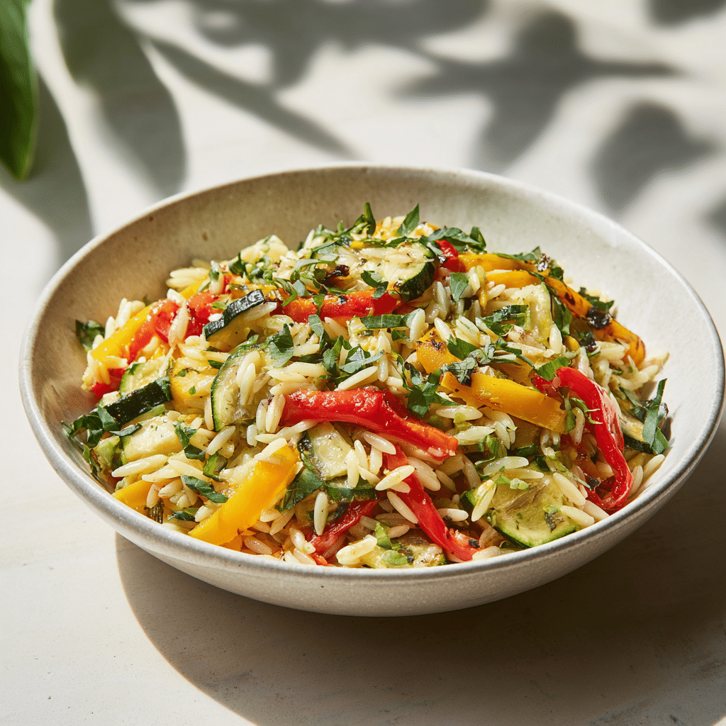 Lemon Orzo with Roasted Veggies