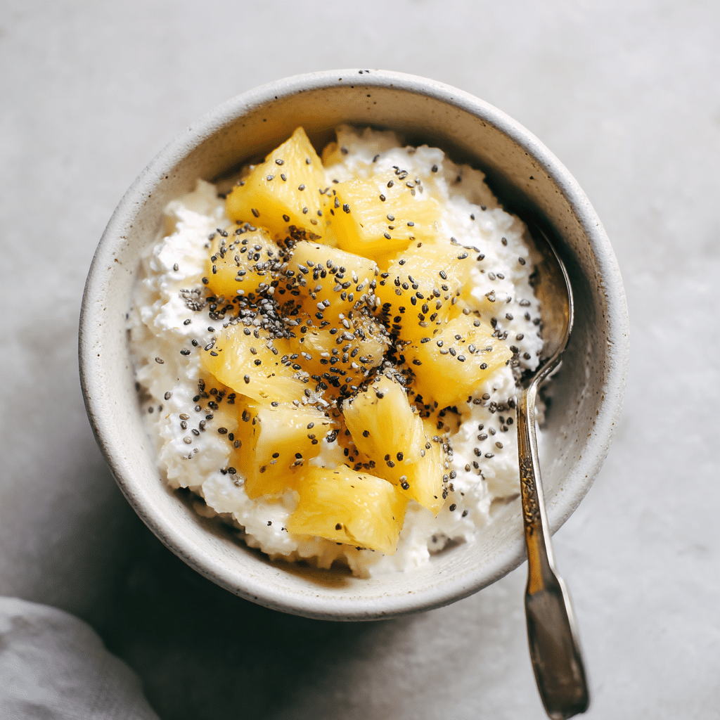 Cottage Cheese with Pineapple and Chia Seeds