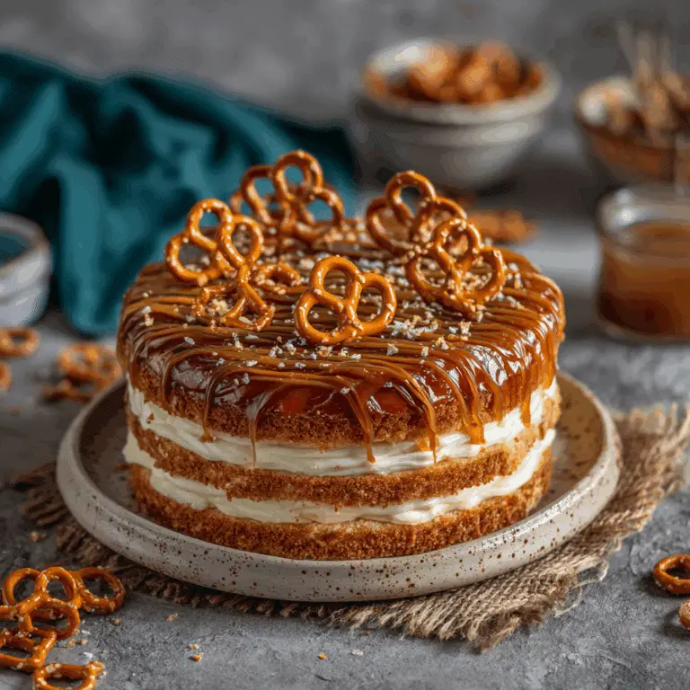 Salted Caramel Pretzel Crunch Cake