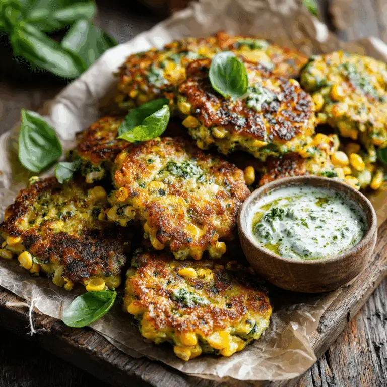 Pesto Zucchini and Corn Fritters