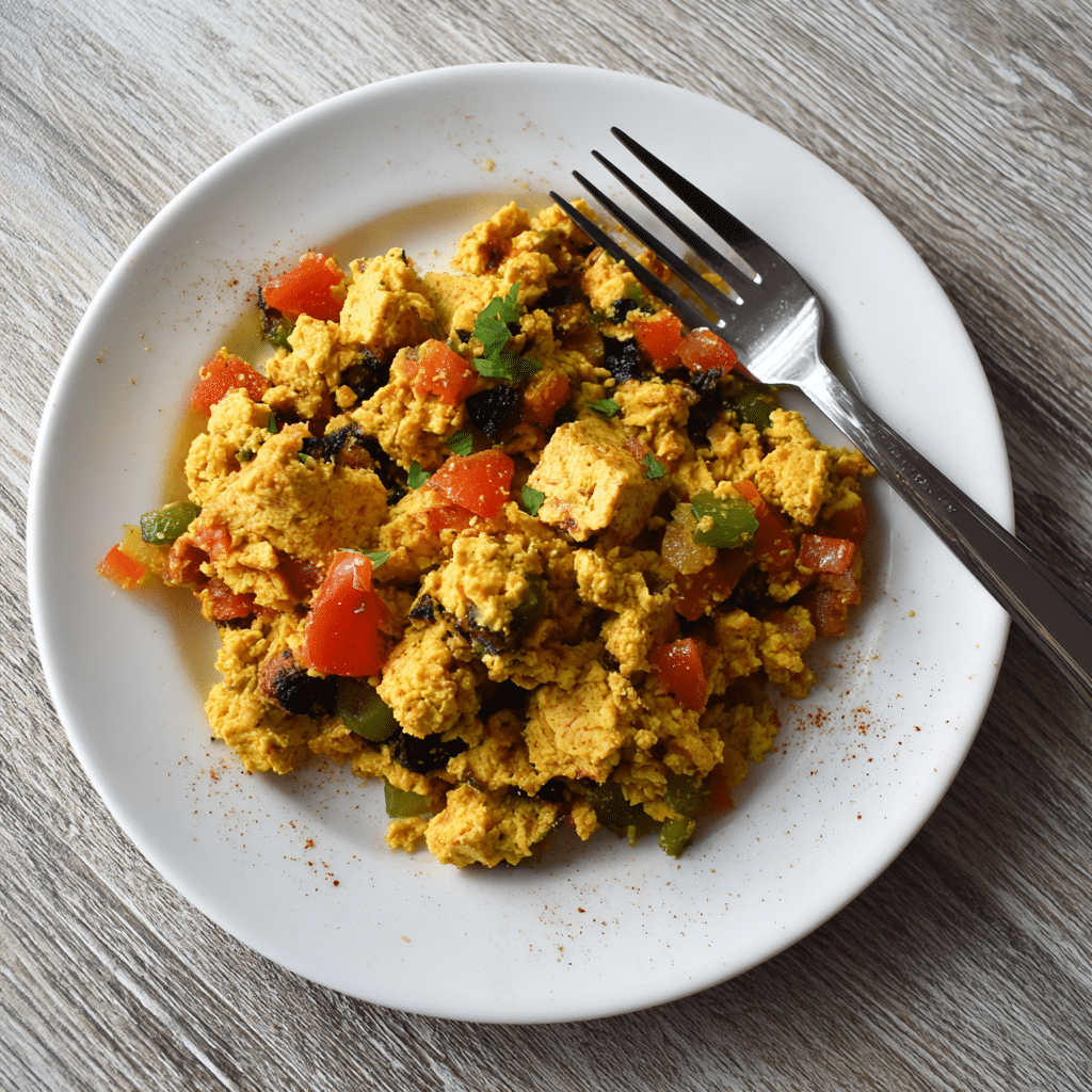 Tofu Scramble with Peppers and Onions