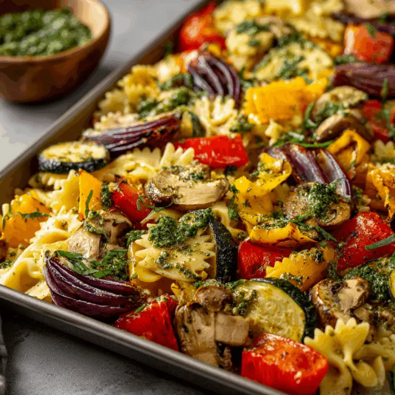 Pesto Veggie Sheet-Pan Pasta