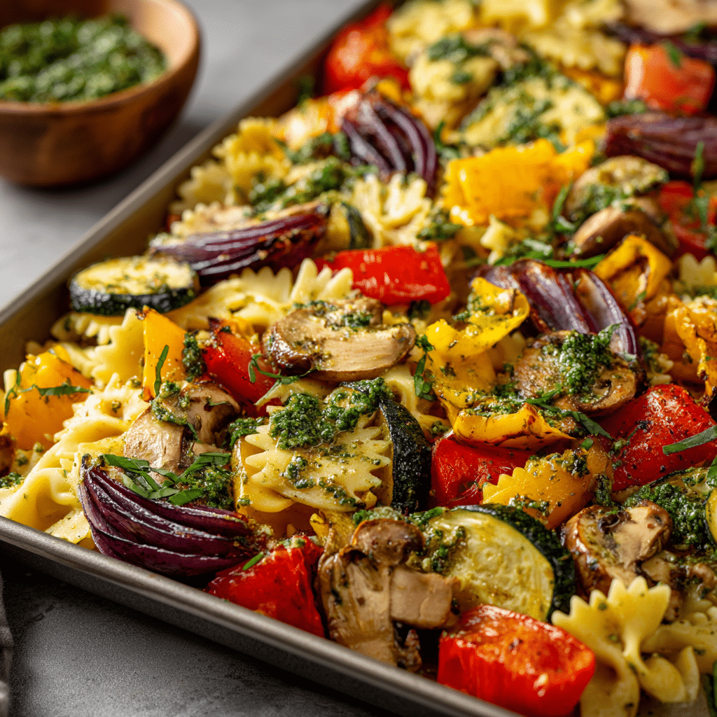 Pesto Veggie Sheet-Pan Pasta