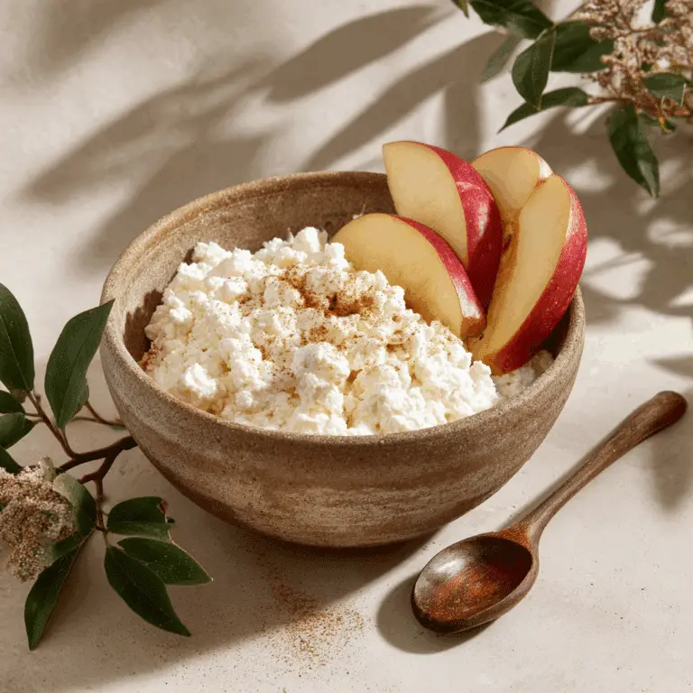 Low-Fat Ricotta with Cinnamon and Apple Slices