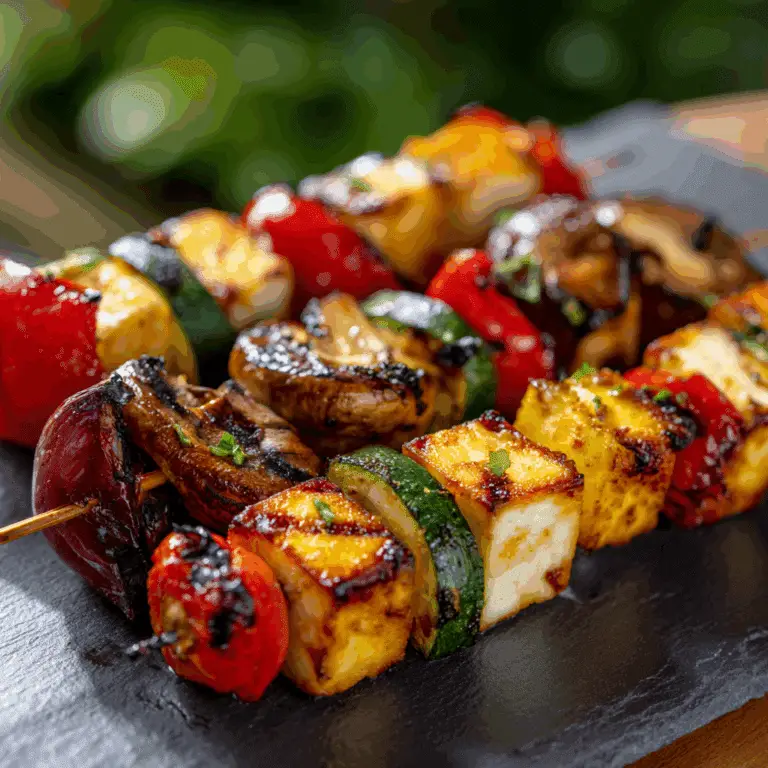 Grilled Veggie Skewers with Halloumi