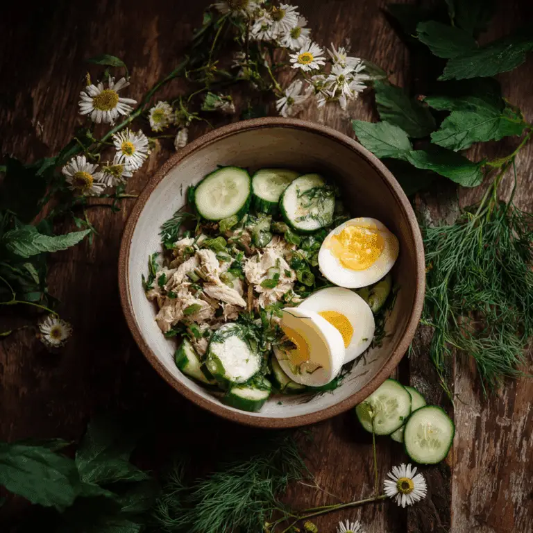 Canned Tuna with Cucumber and Boiled Egg Bowl