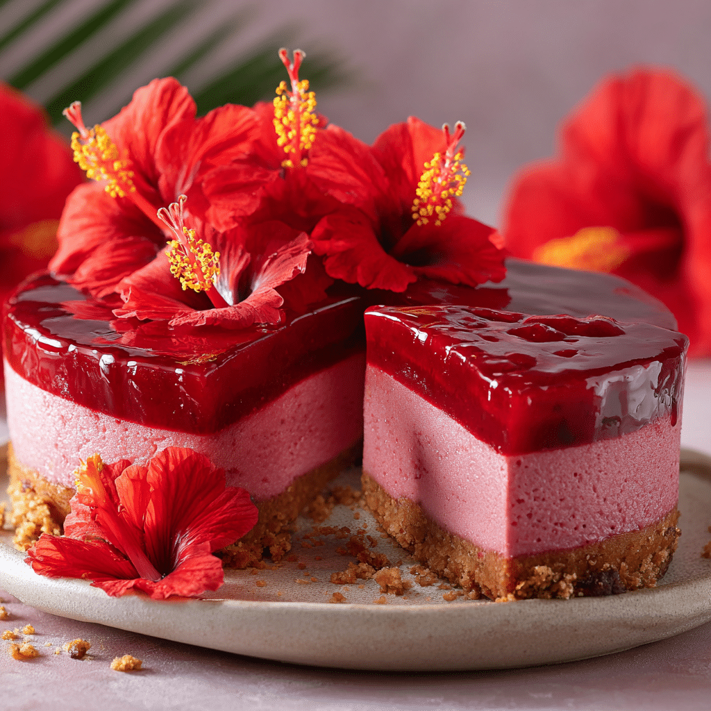 Strawberry Hibiscus Cheesecake Cake