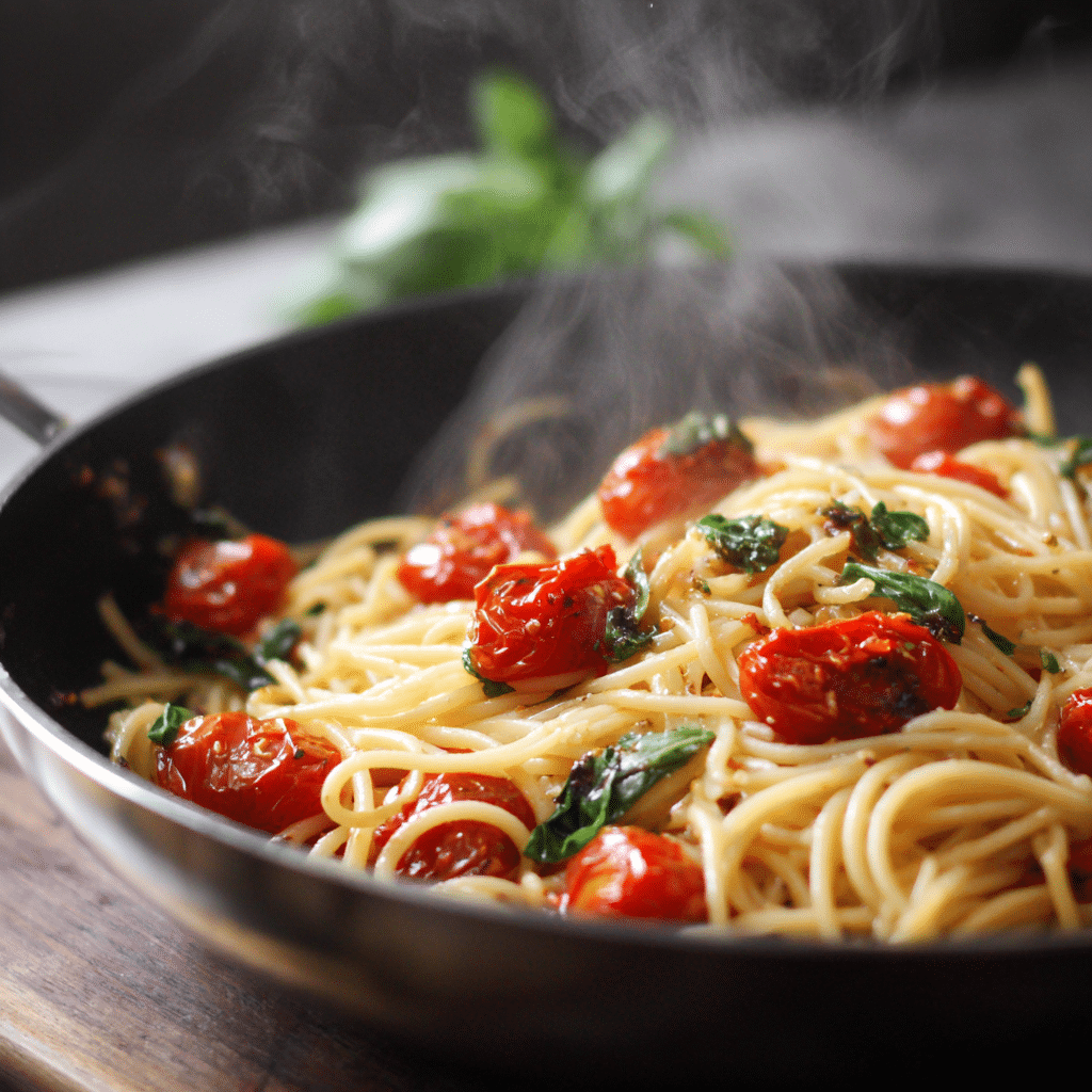 Spaghetti with Cherry Tomatoes & Basil