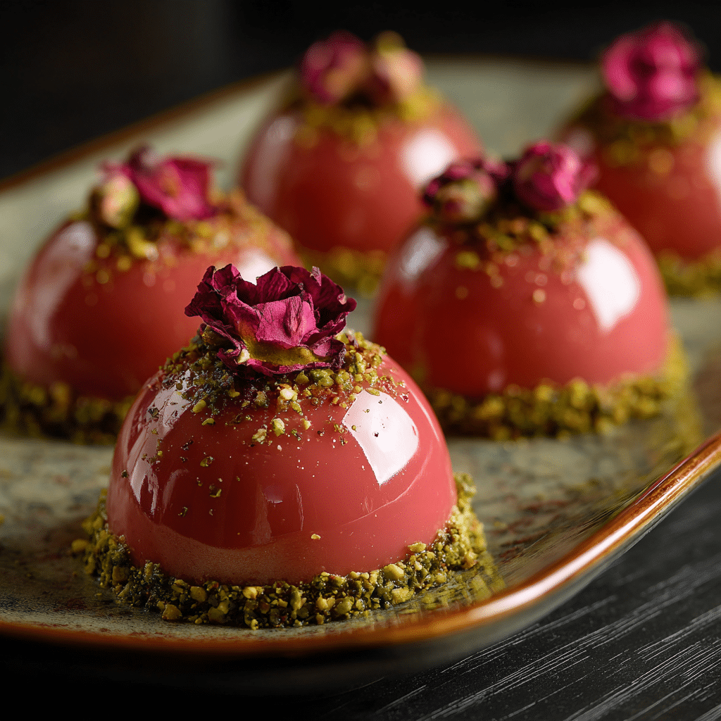 Rose Pistachio Cheesecake Domes Cake