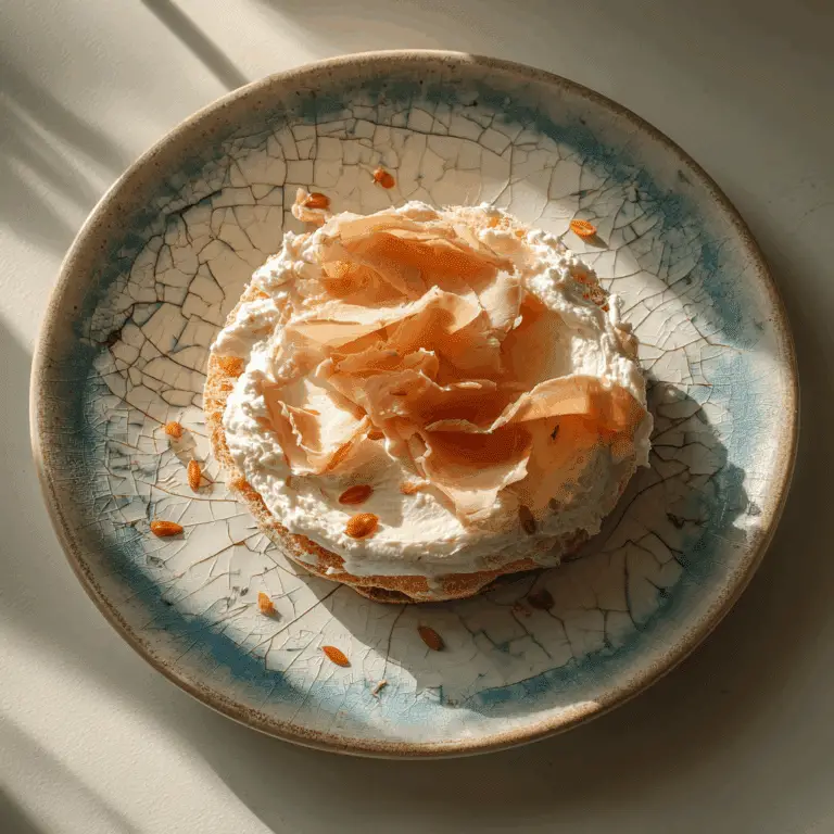 Cucumber and Cream Cheese Rice Cake with Turkey Slice