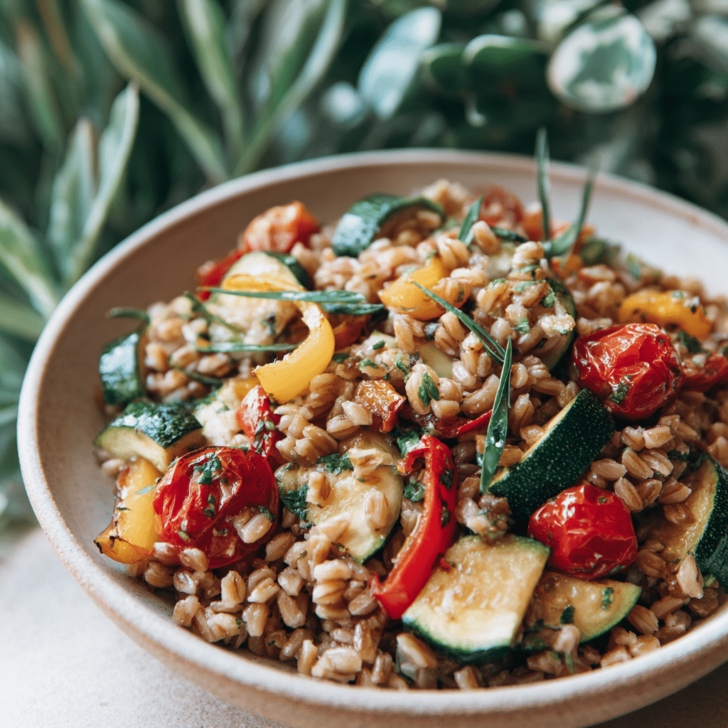 Summery Pasta Salad with Farro & Vegetables