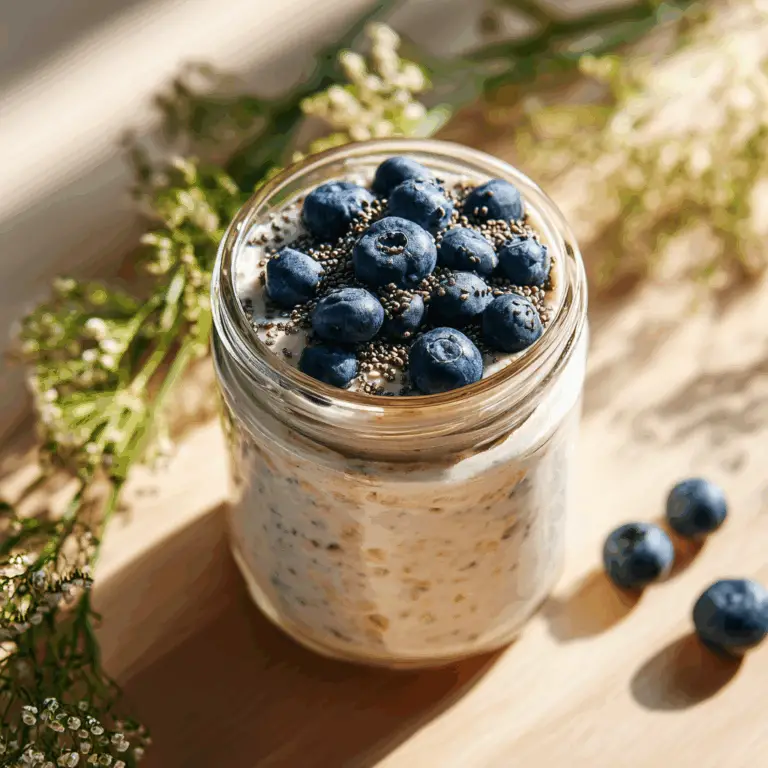 Overnight Oats with Protein Powder and Blueberries