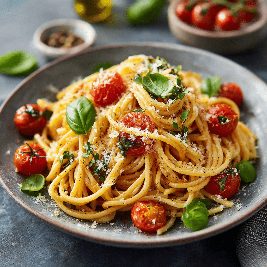 Pasta with Cherry Tomatoes and Basil