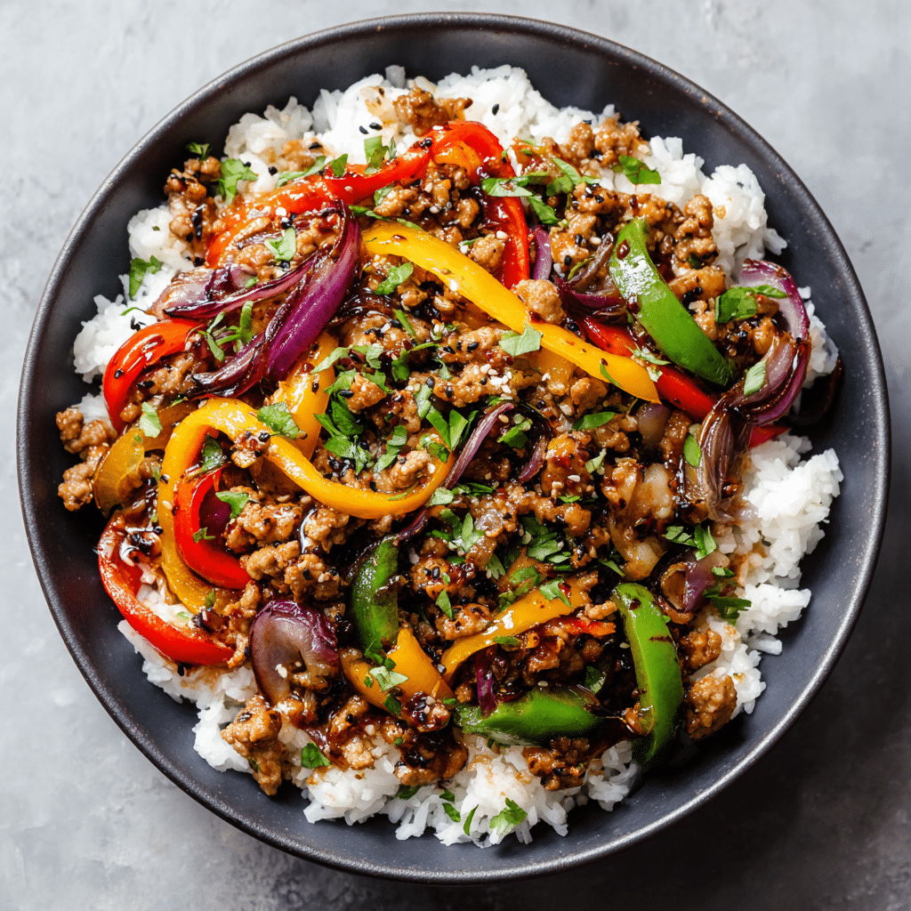 Ground Turkey Stir Fry without Sauces