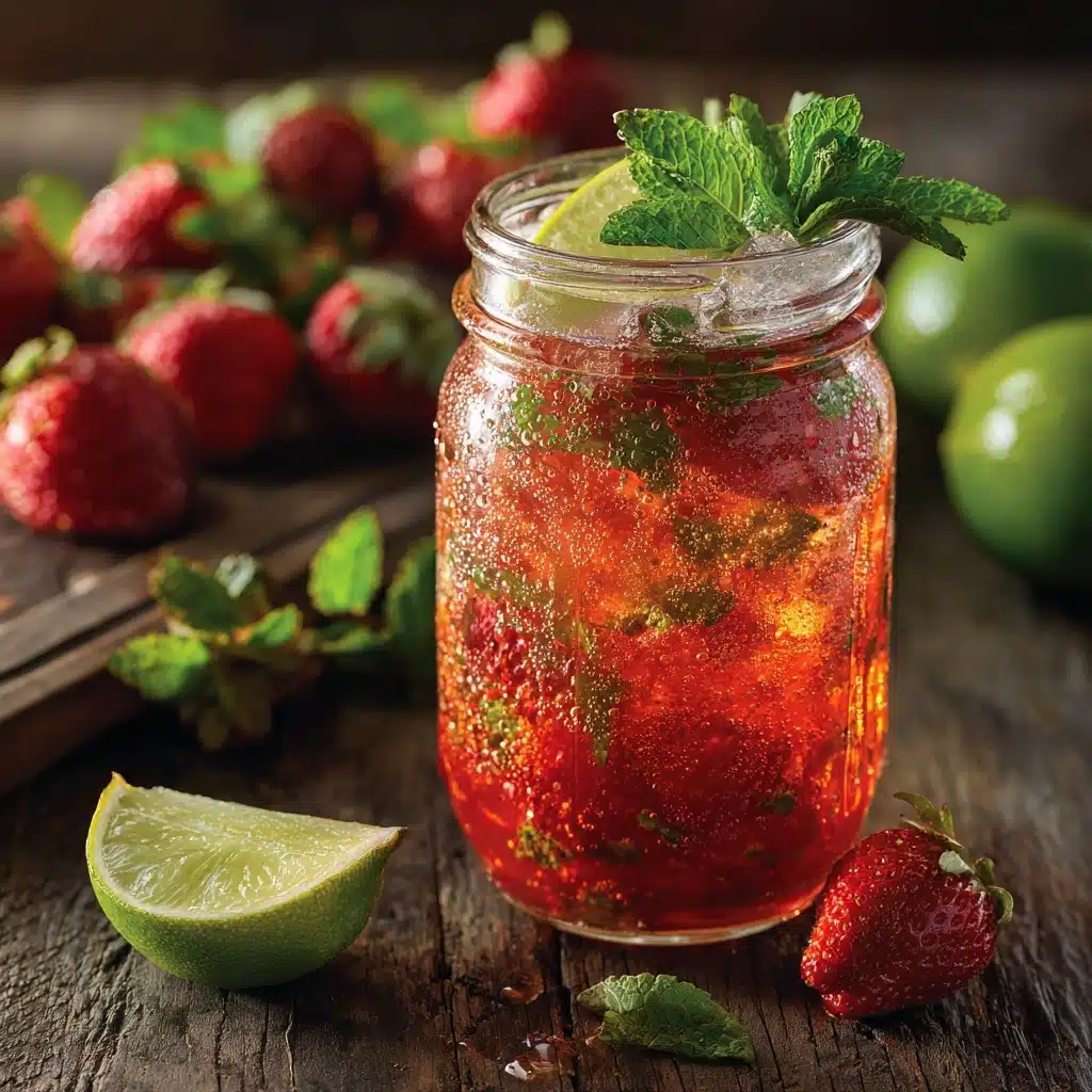 Strawberry Kombucha Mojito Mocktail Recipe
