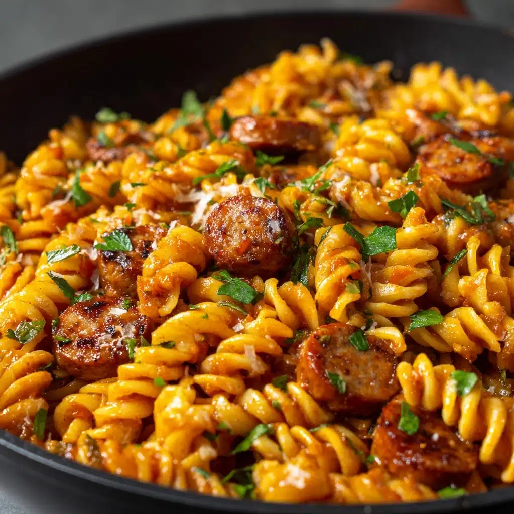 One-Skillet Spicy Honey BBQ Sausage & Pasta Recipe - Recipe Image