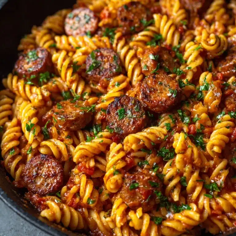 One-Skillet Spicy Honey BBQ Sausage & Pasta Recipe