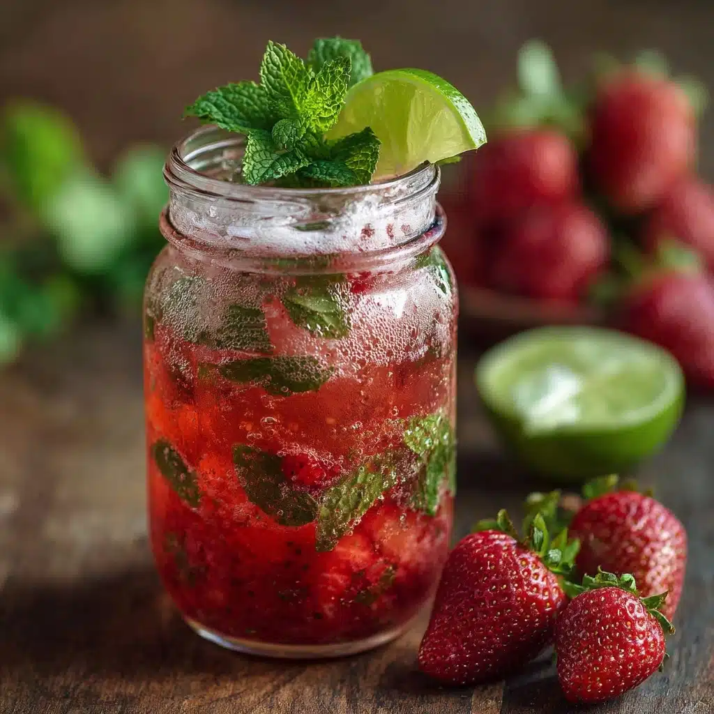 Strawberry Kombucha Mojito Mocktail Recipe - Recipe Image