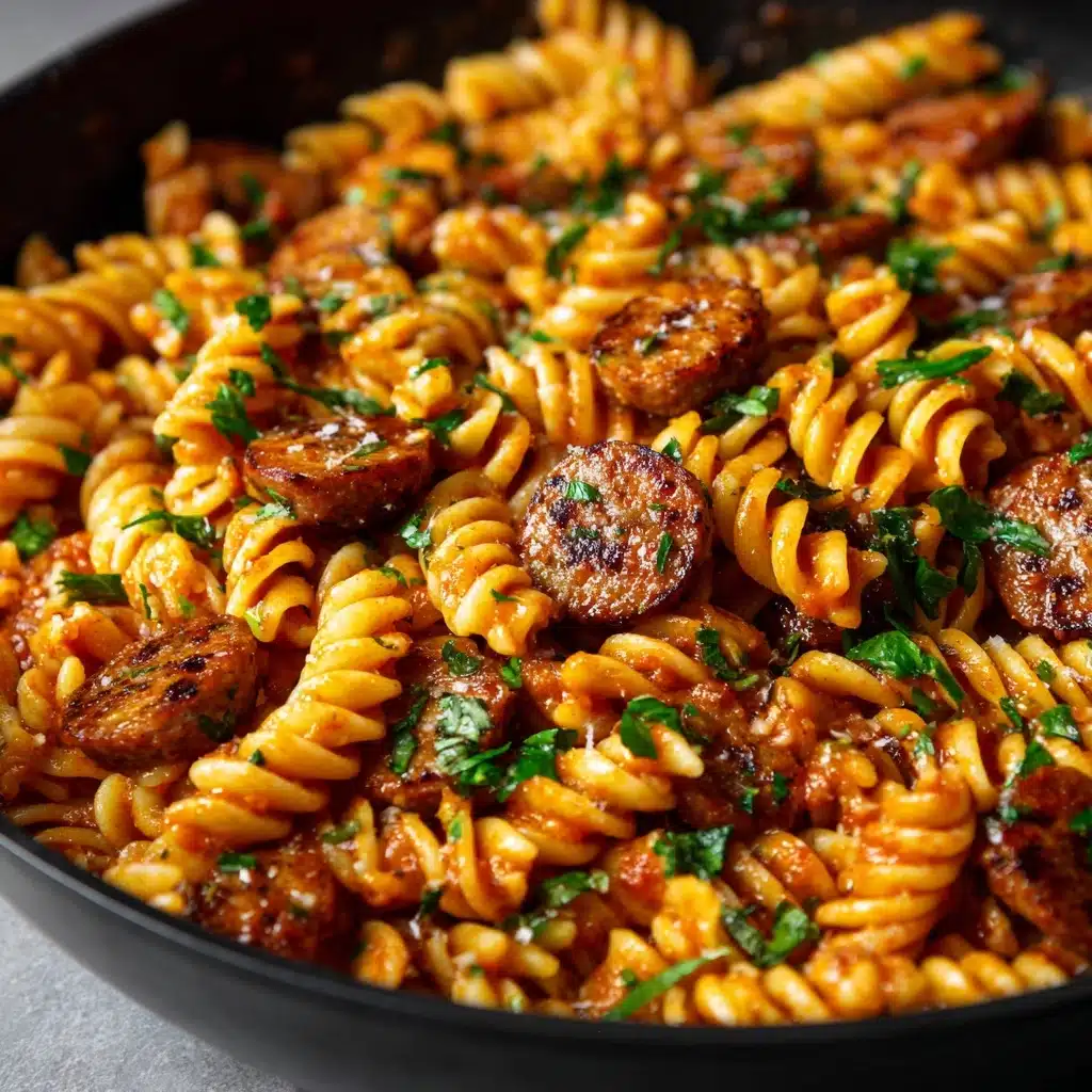 One-Skillet Spicy Honey BBQ Sausage & Pasta Recipe - Recipe Image