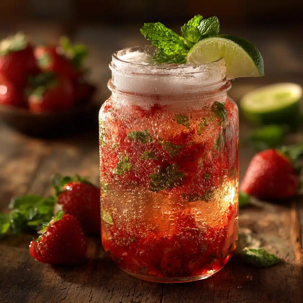 Strawberry Kombucha Mojito Mocktail Recipe - Recipe Image
