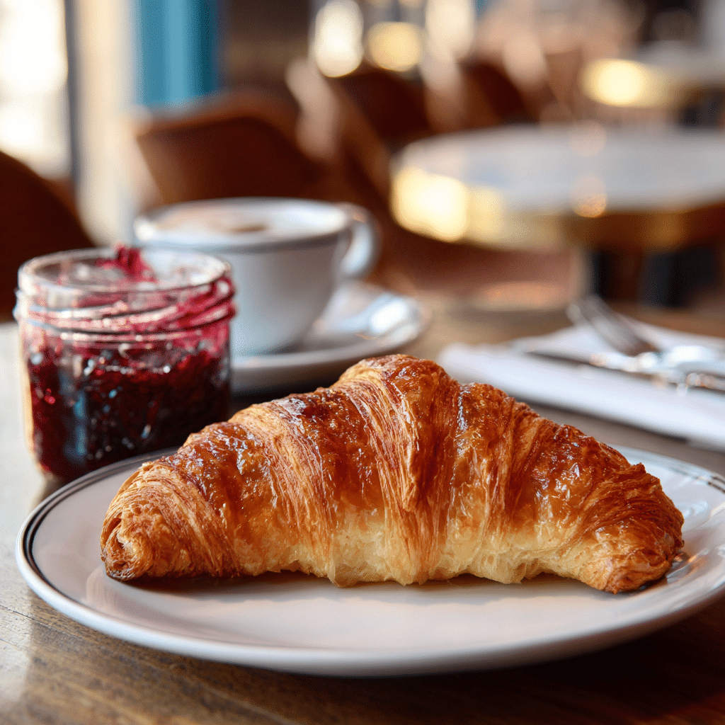 Croissant with Jam and Butter