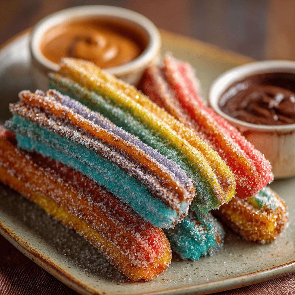 Rainbow Churros with Dips