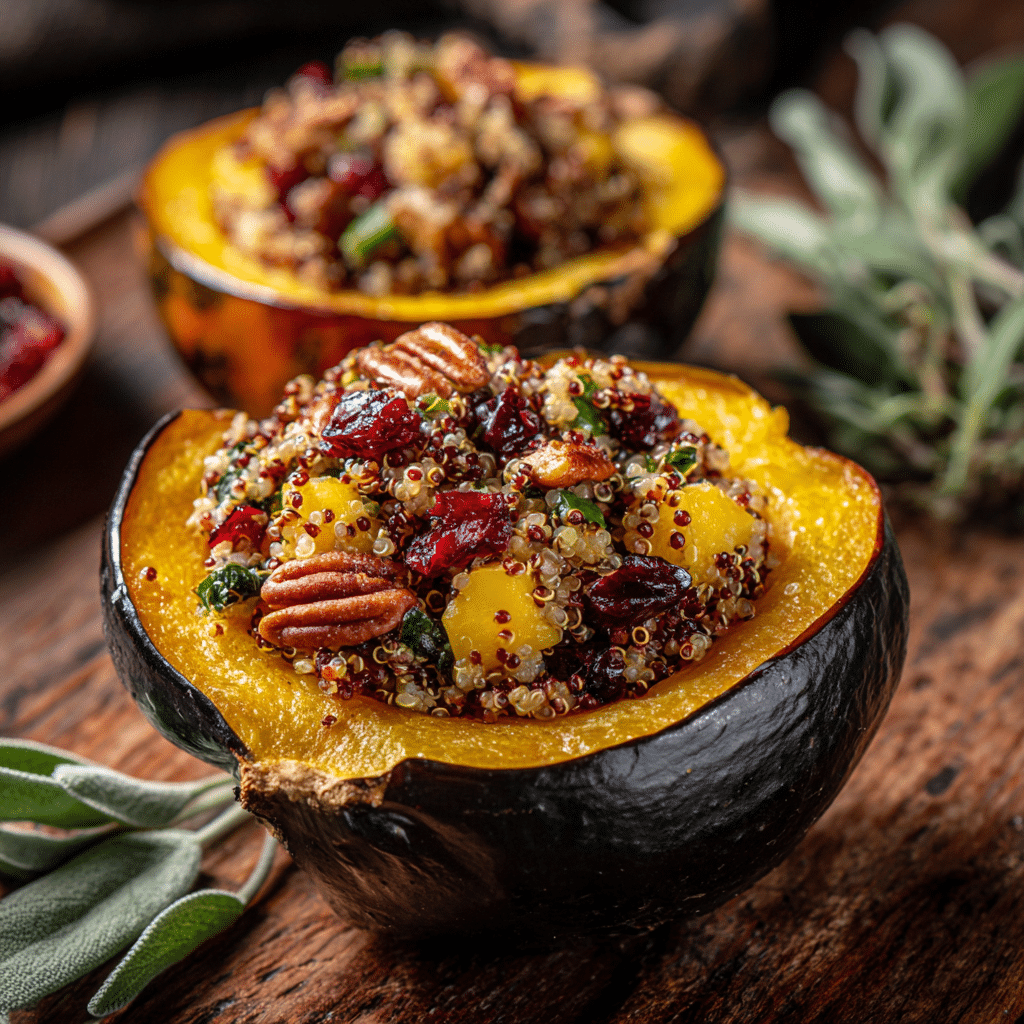Stuffed Acorn Squash with Quinoa & Veggies