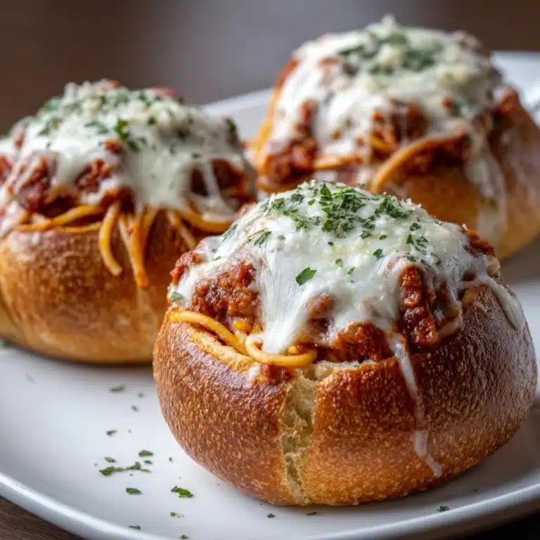 Spaghetti Garlic Bread Bowls Recipe