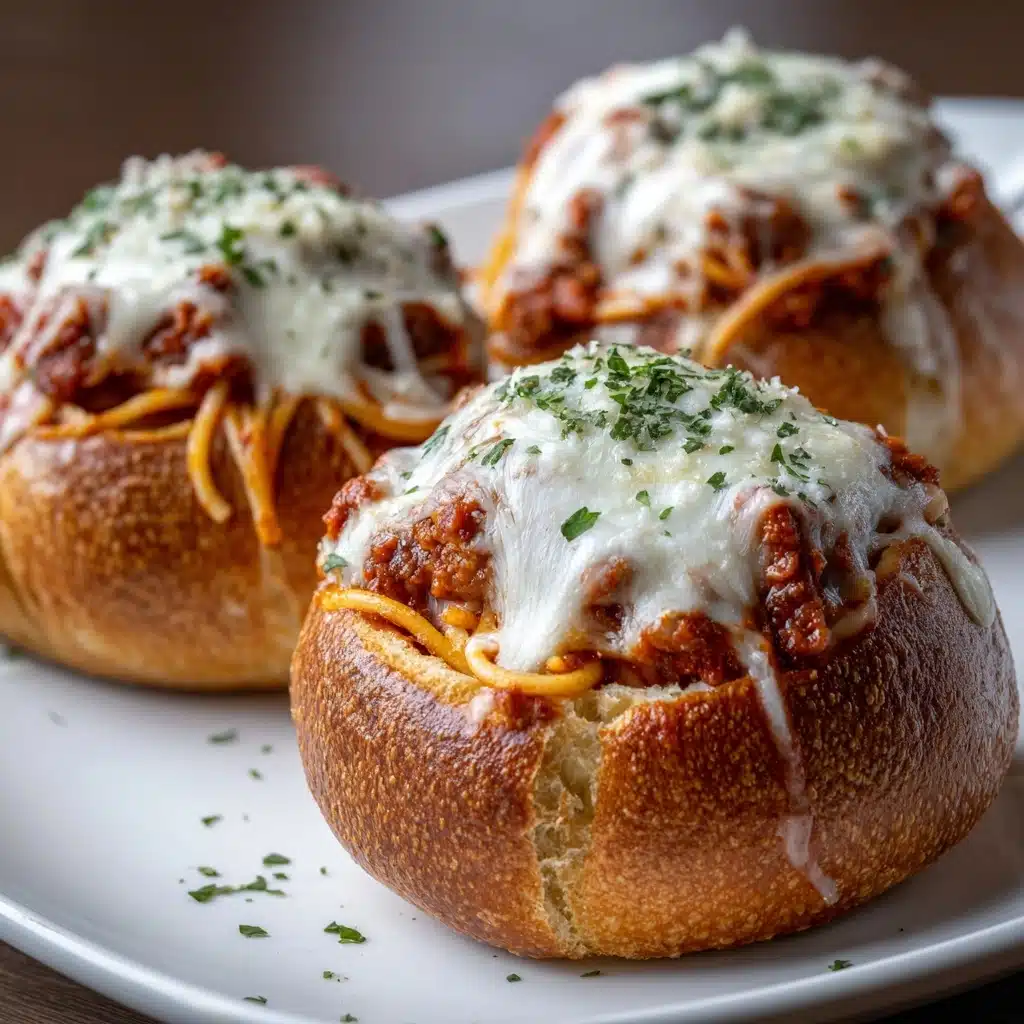 Spaghetti Garlic Bread Bowls Recipe
