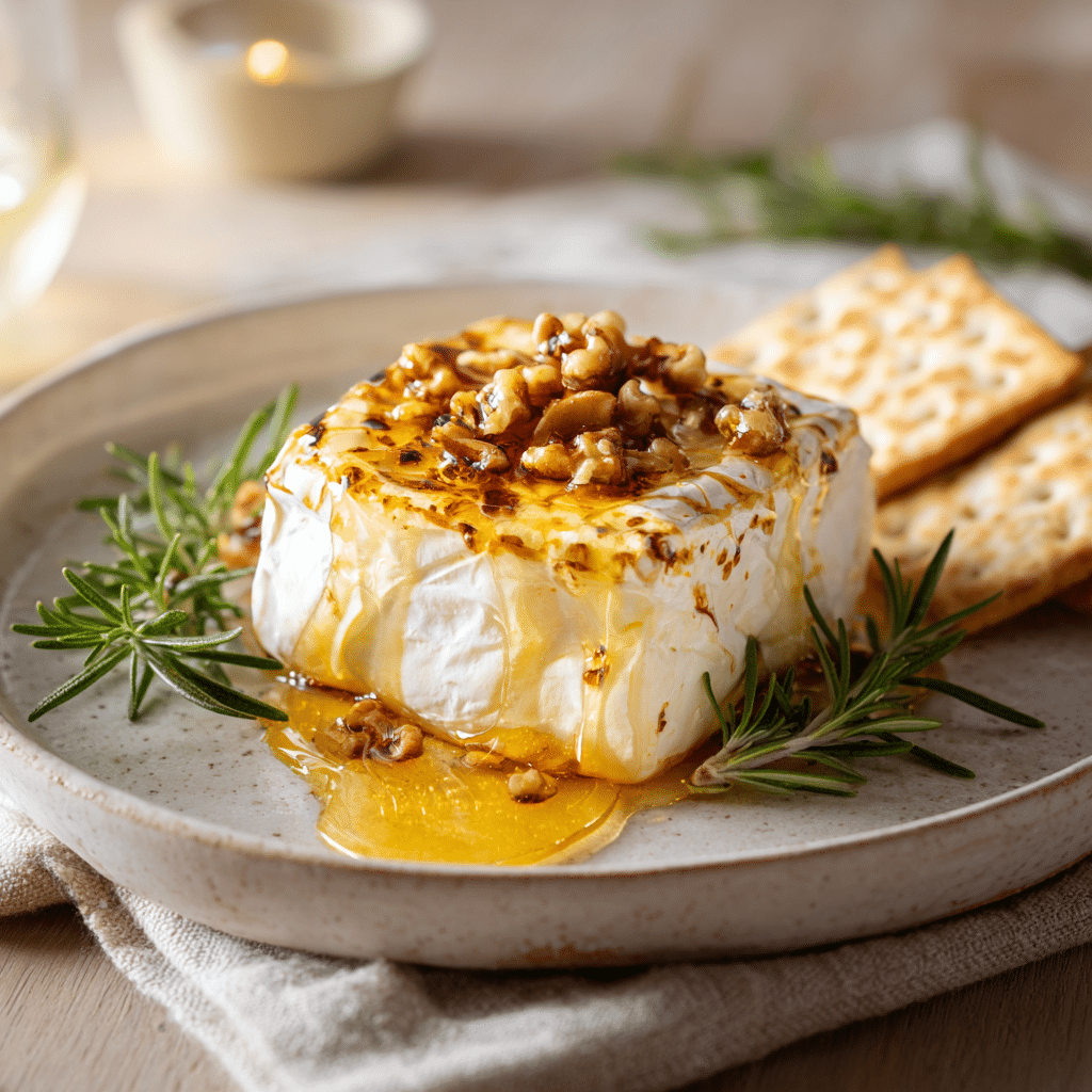 Baked Brie with Honey and Walnuts Recipe - Recipe Image