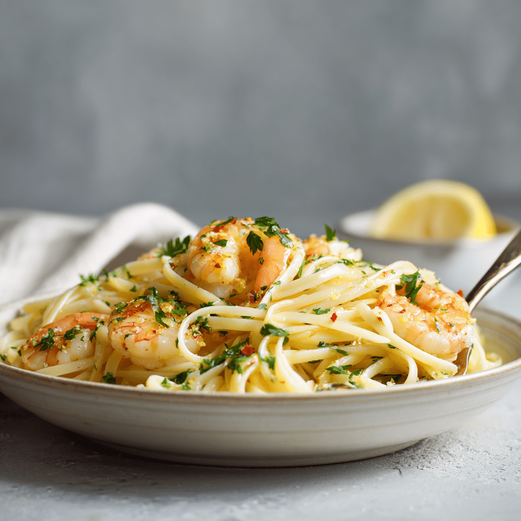 Lemon Garlic Shrimp Linguine Recipe - Recipe Image