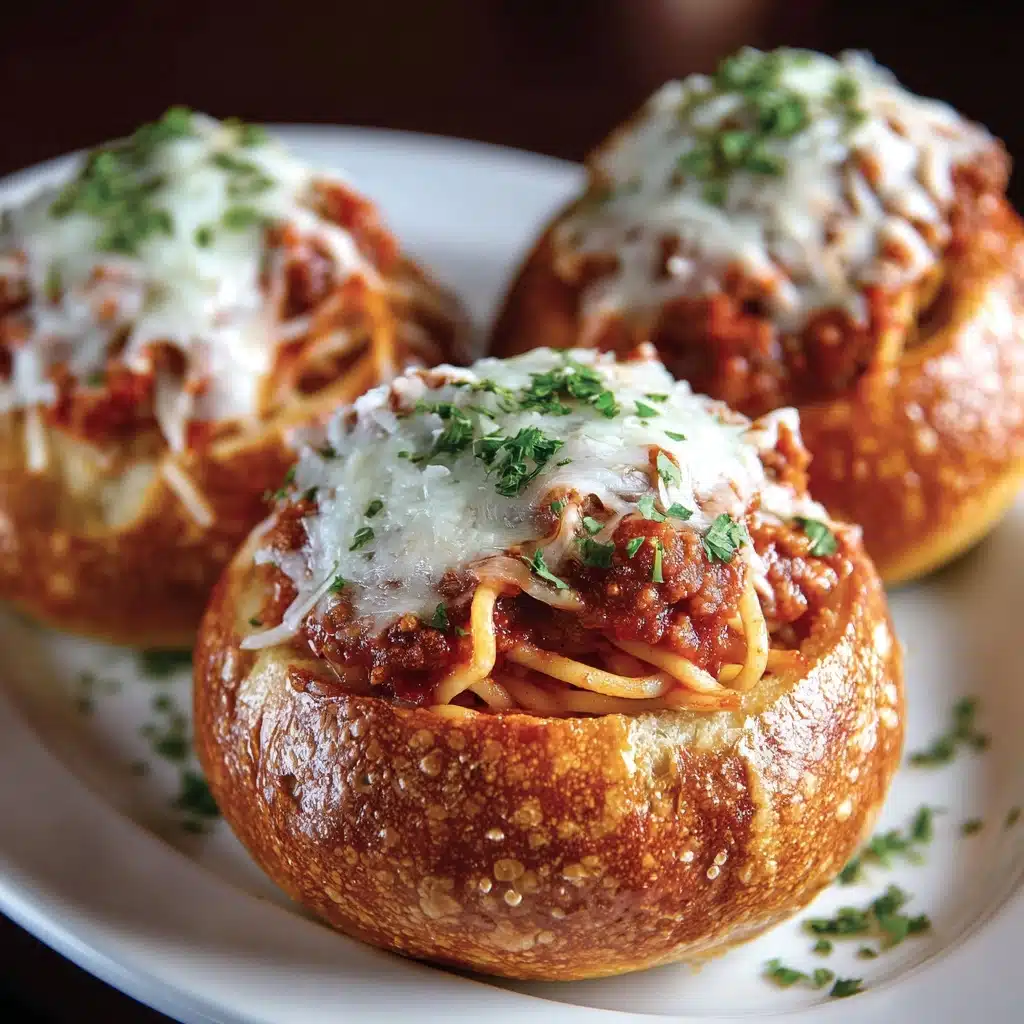 Spaghetti Garlic Bread Bowls Recipe - Recipe Image