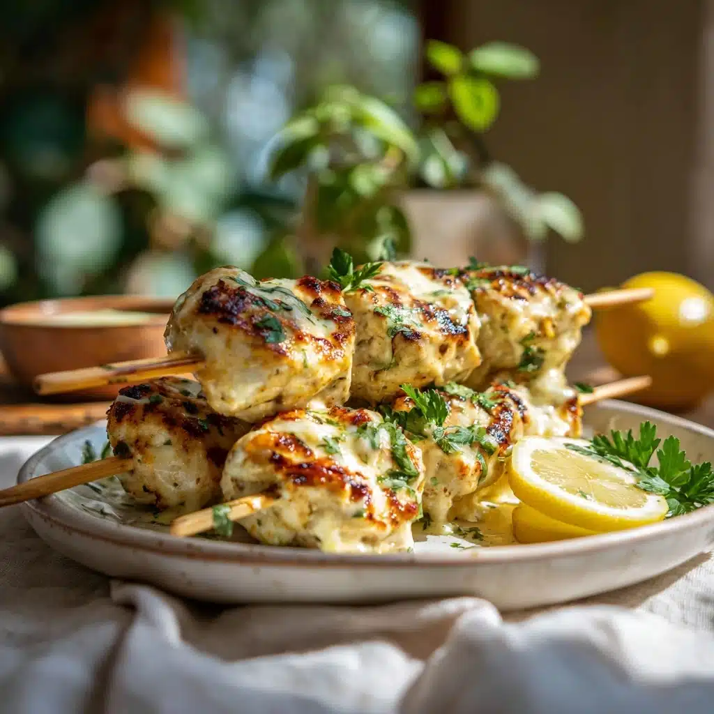 Chicken Malai Kebab with Lemon Garnish Recipe - Recipe Image