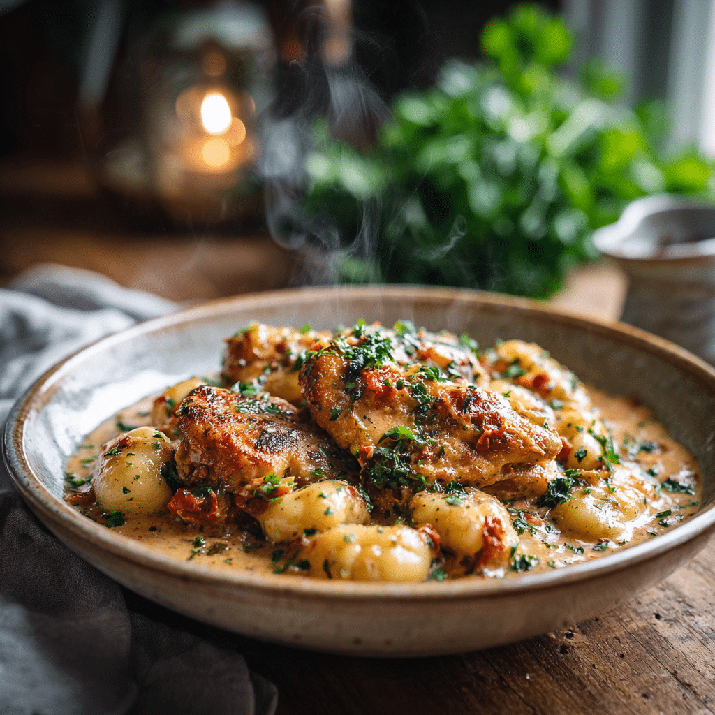 Creamy Sun Dried Tomato Chicken Gnocchi Recipe - Recipe Image