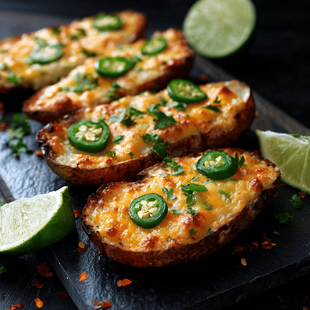 Spicy Jalapeño Cheddar Potato Skins Recipe - Recipe Image