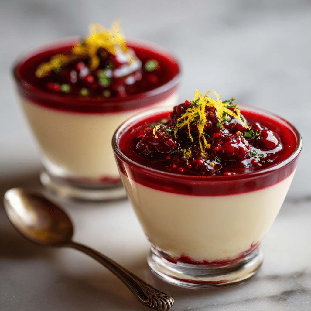 Lemon Panna Cotta with Berry Sauce Recipe - Recipe Image
