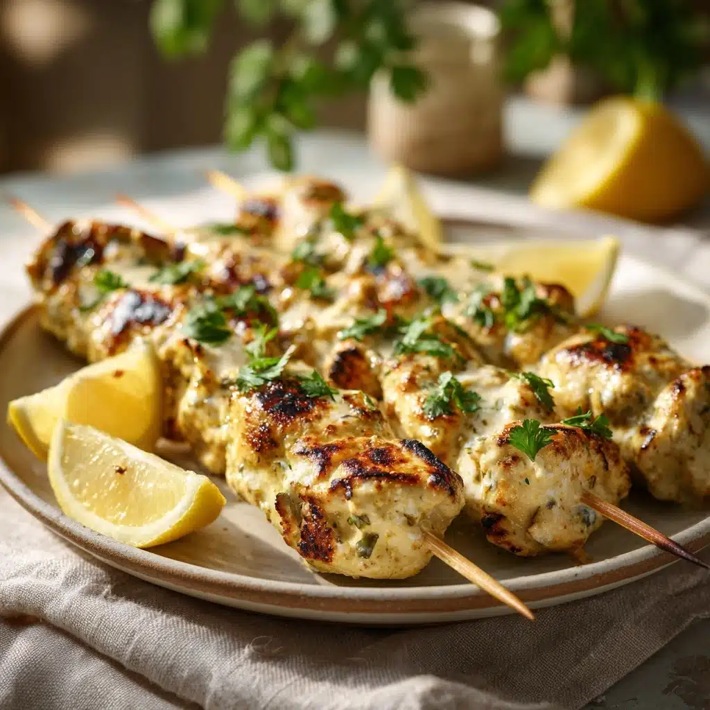Chicken Malai Kebab with Lemon Garnish Recipe - Recipe Image