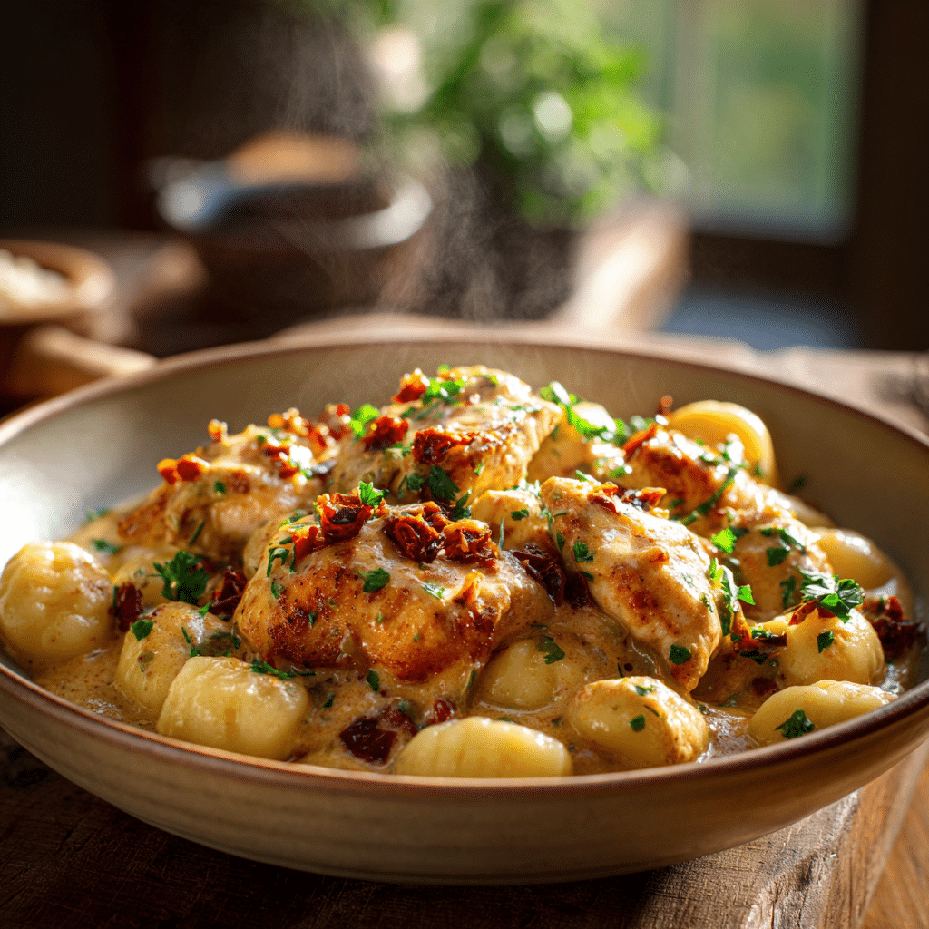 Creamy Sun Dried Tomato Chicken Gnocchi Recipe - Recipe Image