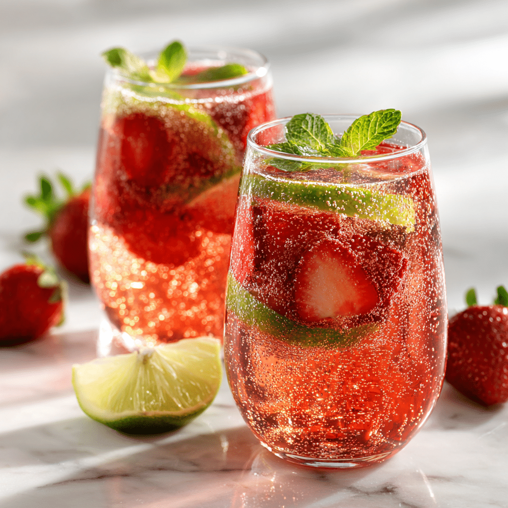 Sparkling Strawberry Lime Spritzer Recipe - Recipe Image
