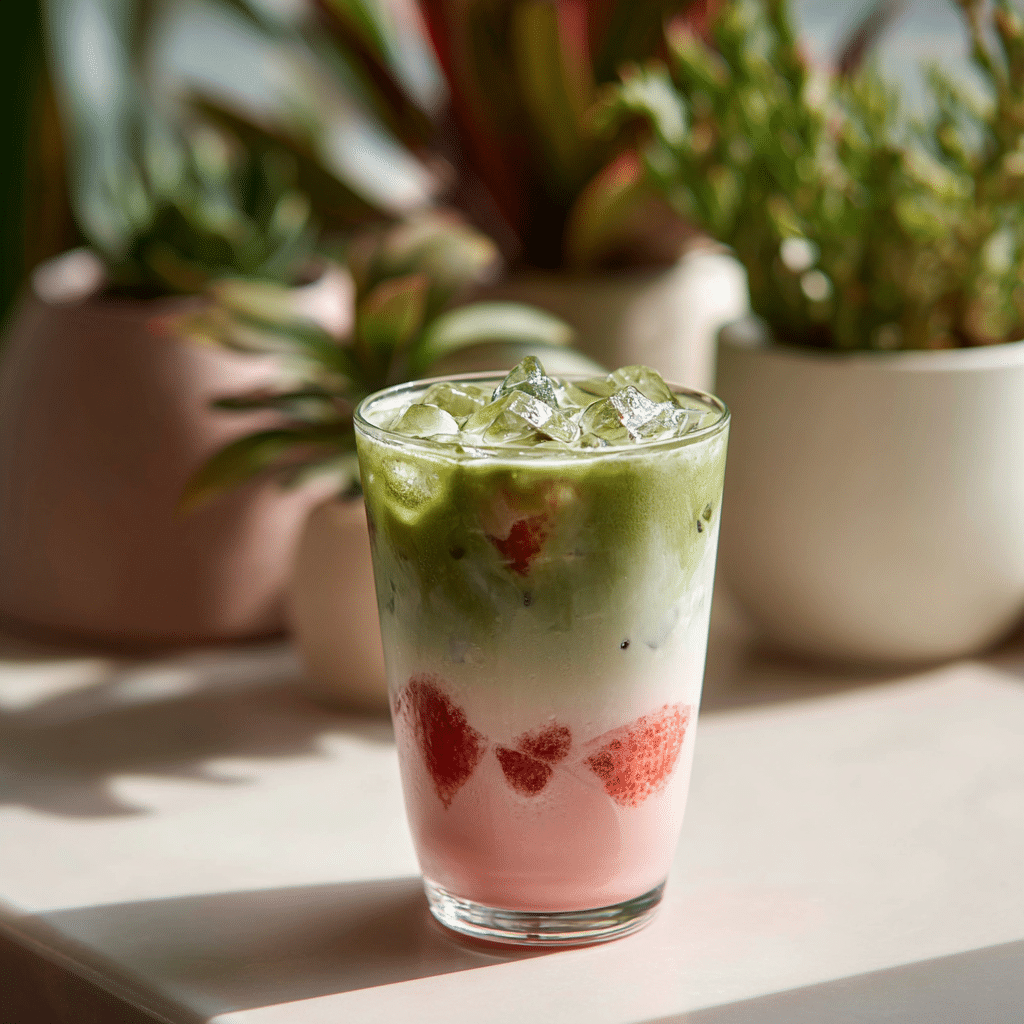 Iced Strawberry Matcha Latte Recipe - Recipe Image