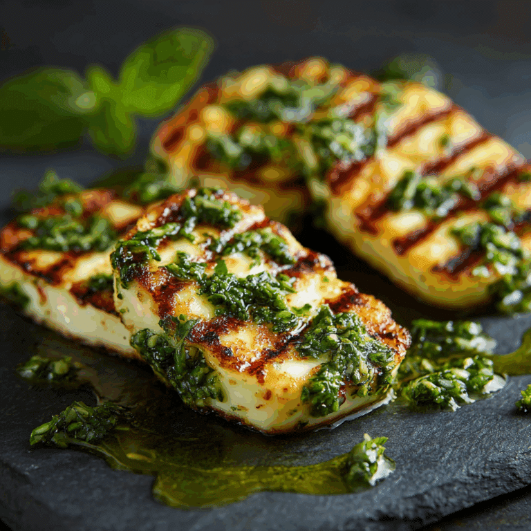 Grilled Halloumi with Mint Pesto Recipe